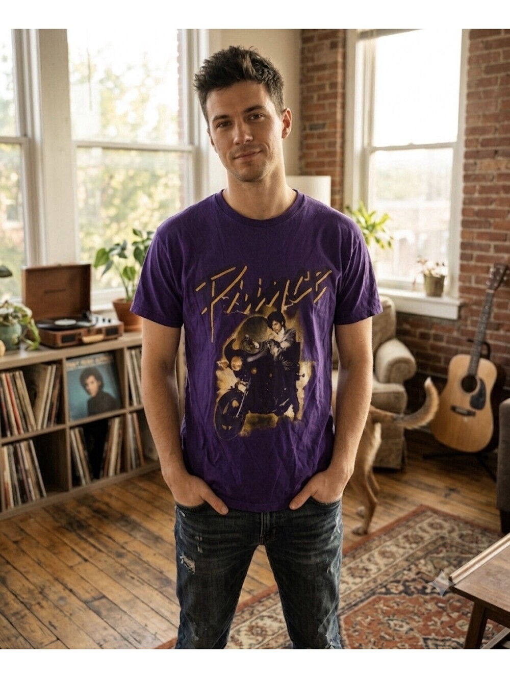 Prince Purple Rain Vintage Style Graphic Tee T-Shirt Purple Gold Men's M